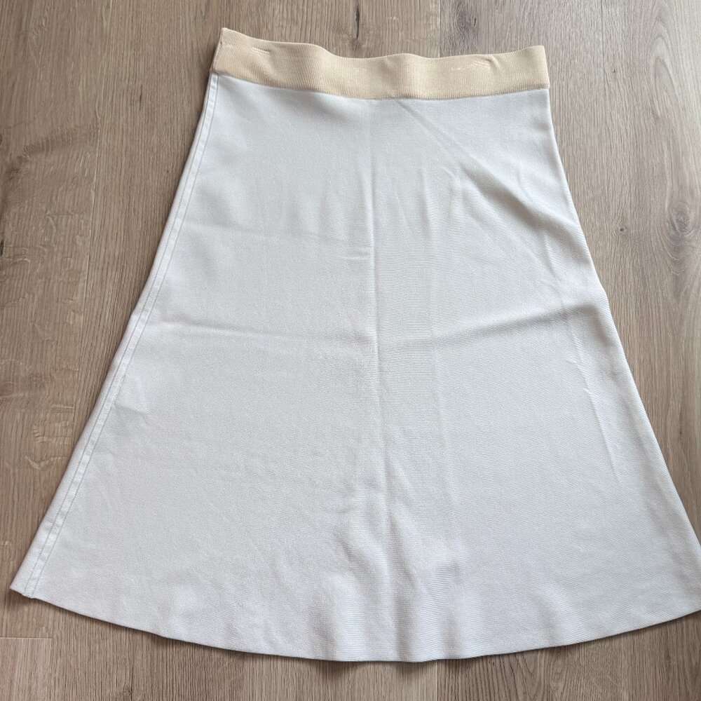 COS Stretchy Viscose Cream and Peach Midi Skirt